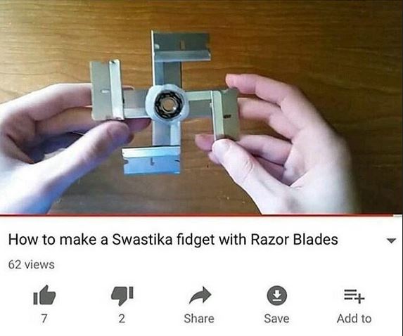 how to make a swastika fidget spinner with razor blades.JPG