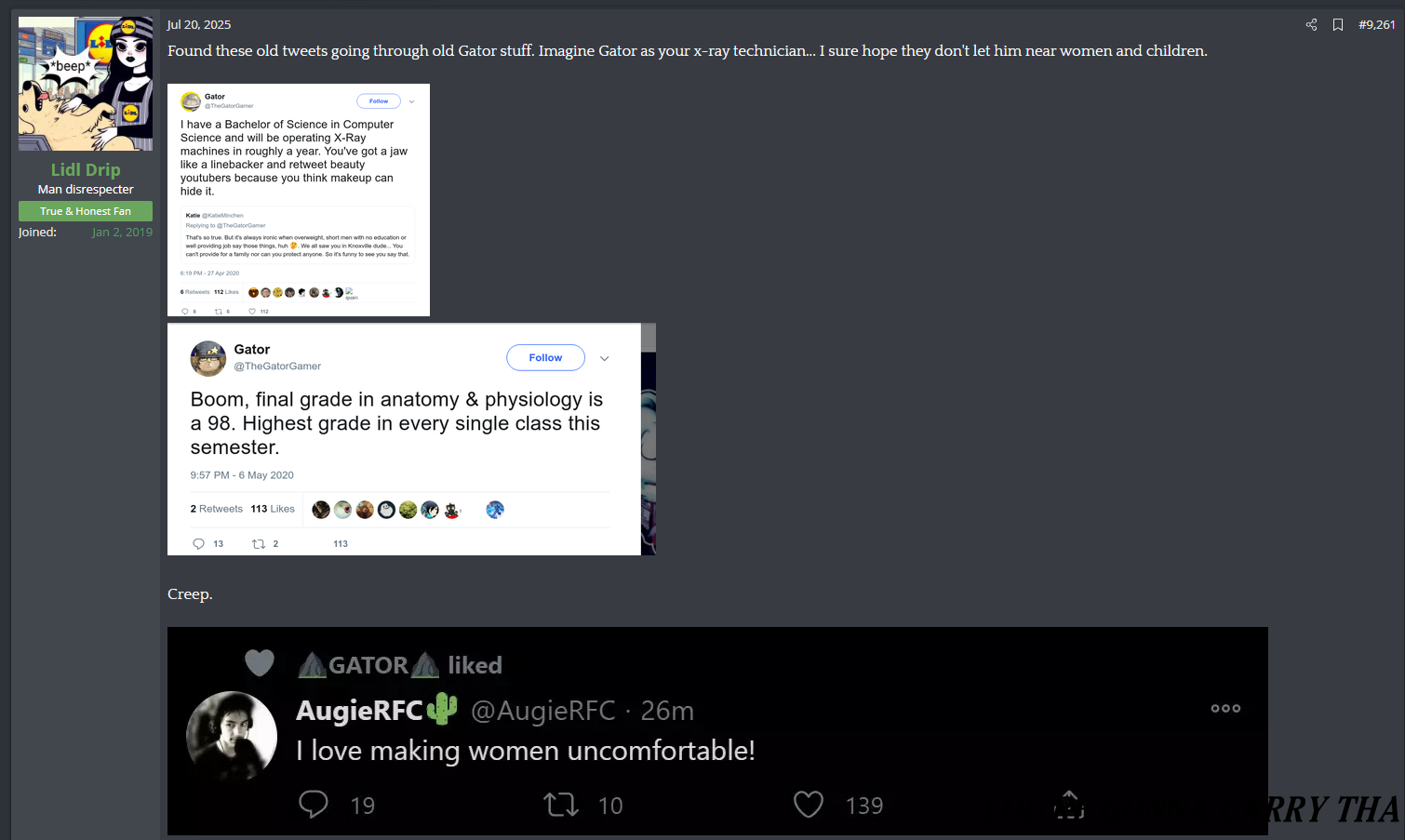 Lidl is digging through old archive sites to own Gator - Josh showed these tweets on his stream.png