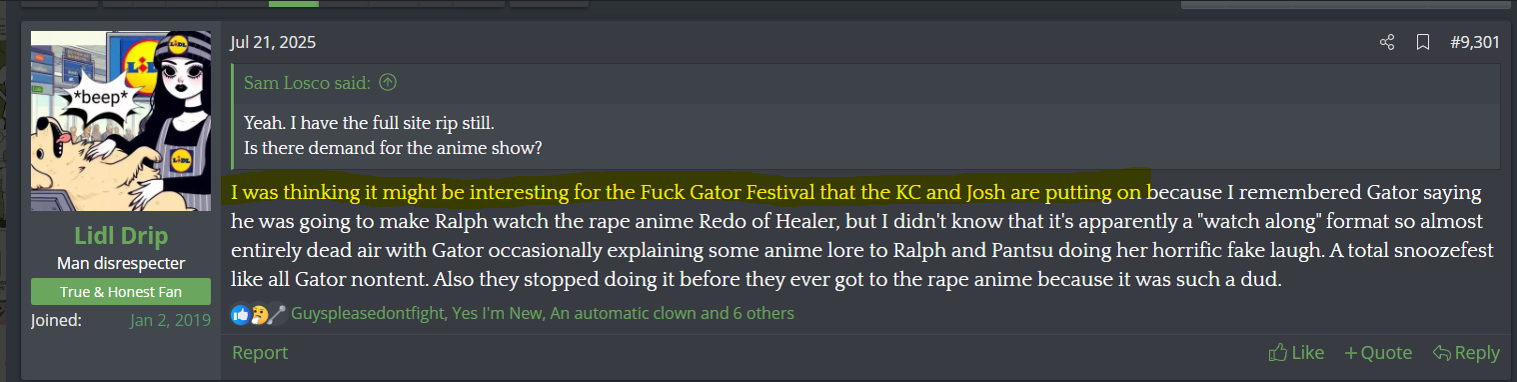 Why is Lidl Drip gathering content for Josh's Fuck Gator festival.png